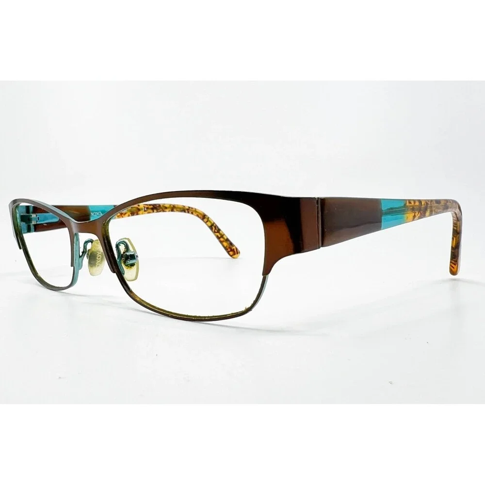 XOXO Eyeglasses Womens Brown Crush Tortoise Teal Rectangular 50-16-135